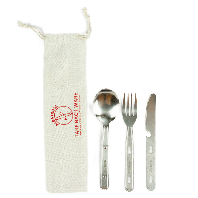 Bamboo Utensil Travel Set, with Hemp Cover